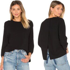 Vince Black Crepe Cady Split Back Flyaway Blouse